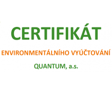 CERTIFIKÁT ENVIRONMENTÁLNÍHO VYÚČTOVÁNÍ QUANTUM, a.s